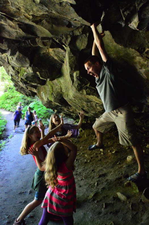 My brother clowning around with my nieces at Horseshoe Falls